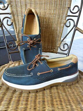 Men's Sperry Plushwave Boat Shoes 12W Navy Blue Leather Billfish Shoes NEW